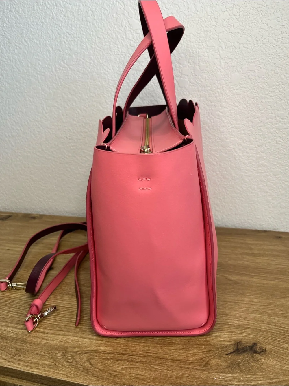 Kate Spade Magnolia Street Mina Scalloped Crossbody Tote - Raspberry Pink NWOT